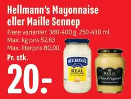 Min Købmand Hellmann's Mayonnaise eller Maille Sennep tilbud