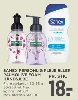 MENY Sanex personlig pleje eller palmolive foam håndsæbe tilbud