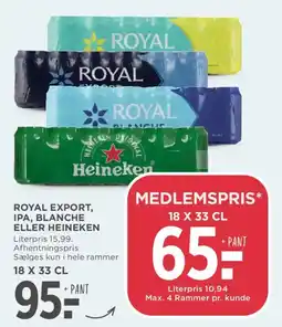 MENY Royal Export, Ipa, Blanche eller Heineken tilbud