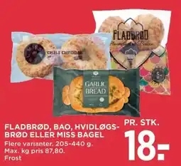 MENY Fladbrød, Bao, Hvidløgsbrød eller Miss Bagel tilbud