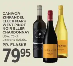 MENY Carnivor Zinfandel eller Mark West Pinot Noir eller Chardonnay tilbud