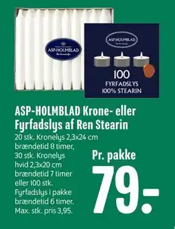 Min Købmand ASP-HOLMBLAD Krone- eller Fyrfadslys af Ren Stearin tilbud