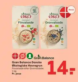 SPAR Grøn Balance Danske Økologiske Havregryn tilbud
