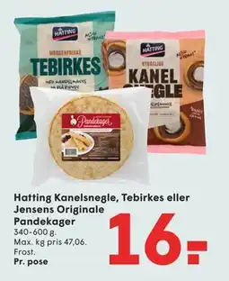 SPAR Hatting Kanelsnegle, Tebirkes eller Jensens Originale Pandekager tilbud