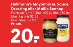 SPAR Hellmann’s Mayonnaise, Sauce, Dressing eller Maille Sennep tilbud