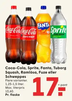 SPAR Coca-Cola, Sprite, Fanta, Tuborg Squash, Ramlösa, Fuze eller Schweppes tilbud