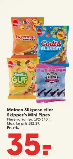 SPAR Malaco Slikpose eller Skipper’s Mini Pipes tilbud