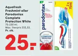 SPAR Aquafresh Freshmint eller Parodontax Complete Protection White tilbud
