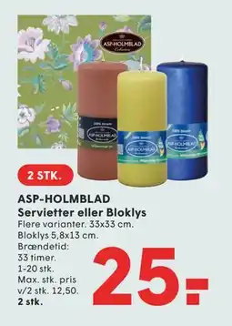 SPAR ASP-HOLMBLAD Servietter eller Bloklys tilbud