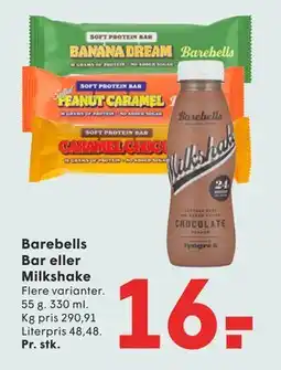SPAR Barebells Bar eller Milkshake tilbud