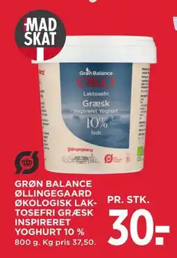 MENY GRØN BALANCE ØLLINGEGAARD ØKOLOGISK LAKTOSEFRI GRÆSK INSPIRERET YOGHURT 10 % tilbud
