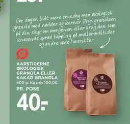 MENY AARSTIDERNE ØKOLOGISK GRANOLA ELLER KAKAO GRANOLA tilbud