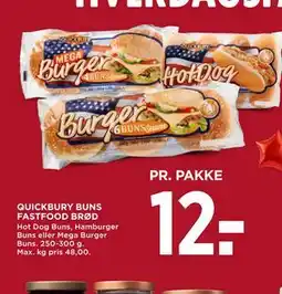 MENY QUICKBURY BUNS FASTFOOD BRØD tilbud