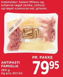 MENY ANTIPASTI FAMIGLIA tilbud