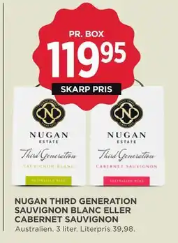 MENY NUGAN THIRD GENERATION SAUVIGNON BLANC ELLER CABERNET SAUVIGNON tilbud