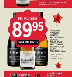 MENY PĀ ROAD MARLBOROUGH SAUVIGNON BLANC, FOUR STAR PINOT NOIR ELLER FOUR STAR CHARDONNAY tilbud