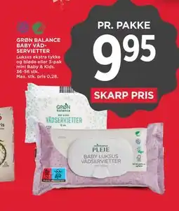 MENY GRØN BALANCE BABY VÅDSERVIETTER tilbud
