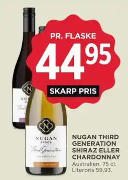 MENY NUGAN THIRD GENERATION SHIRAZ ELLER CHARDONNAY tilbud