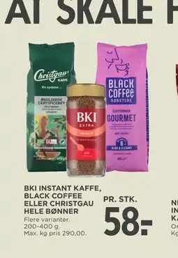 MENY BKI INSTANT KAFFE, BLACK COFFEE ELLER CHRISTGAU HELE BØNNER tilbud