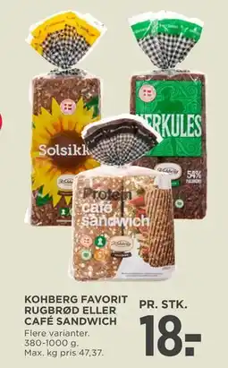 MENY KOHBERG FAVORIT RUGBRØD ELLER CAFÉ SANDWICH tilbud
