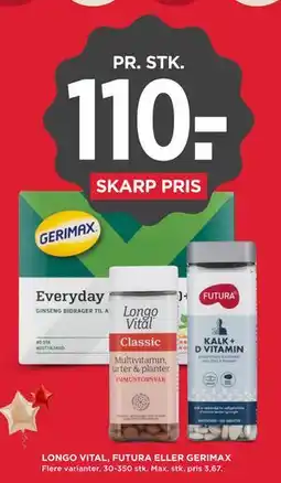 MENY LONGO VITAL, FUTURA ELLER GERIMAX tilbud