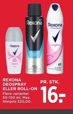 MENY REXONA DEOSPRAY ELLER ROLL-ON tilbud