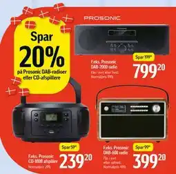 Føtex Spar 20% på Prosonic DAB-radioer eller CD-afspillere tilbud