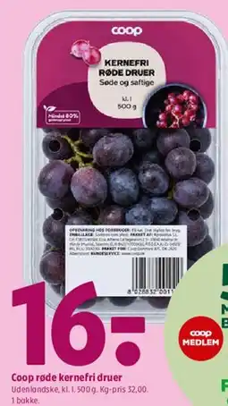 Coop 365 Coop røde kernefri druer tilbud