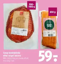 Coop 365 Coop landskinke eller røget bacon tilbud