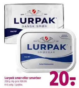 Coop 365 Lurpak smør eller smørbar tilbud