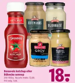 Coop 365 Beauvais ketchup eller Bähncke sennep tilbud