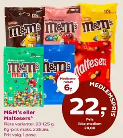 Coop 365 M&M's eller Maltesers tilbud