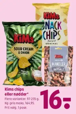 Coop 365 Kims chips eller nødder tilbud