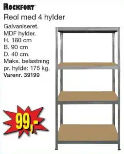 Harald Nyborg Rockfort reol med 4 hylder tilbud