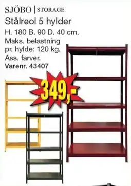 Harald Nyborg Sjöbo storage stålreol 5 hylder tilbud