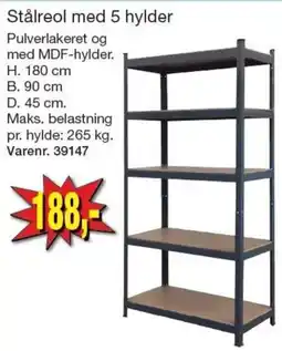 Harald Nyborg Stålreol med 5 hylder tilbud
