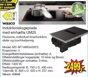 Harald Nyborg Wasco induktionskogeplade med emhætte um25 tilbud