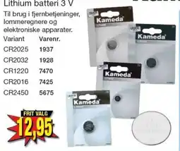 Harald Nyborg Kameda lithium batteri 3 V tilbud