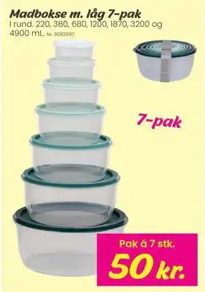 Madbokse m. låg 7-pak