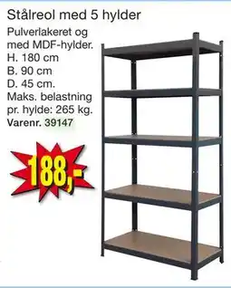 Harald Nyborg Stålreol med 5 hylder tilbud