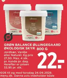 MENY Grøn Balance Øllingegaard Økologisk Skyr 800 g tilbud