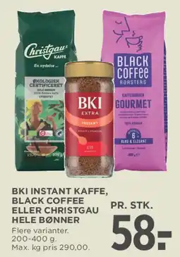 MENY BKI instant kaffe / Black Coffee / Christgau hele bønner tilbud