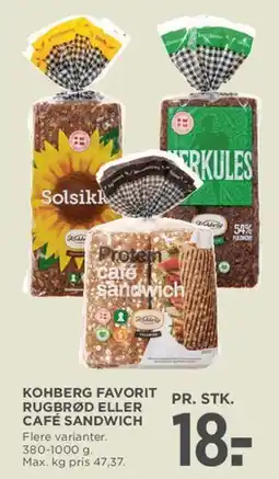 MENY Kohberg Favorit rugbrød eller Café Sandwich tilbud