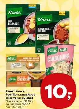 SuperBrugsen Knorr sauce, bouillon, snackpot eller fond du chef tilbud