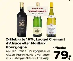 SuperBrugsen Z-Elebrate 16%, Laugel Cremant d'Alsace eller Moillard Bourgogne tilbud