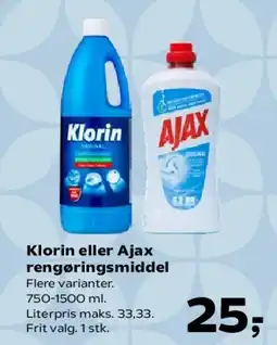 SuperBrugsen Klorin eller Ajax rengøringsmiddel tilbud