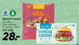 Bilka Naturli' produkter (minced & Supreme Burgers) tilbud