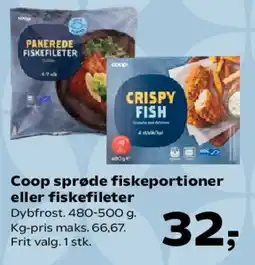 SuperBrugsen Coop sprøde fiskeportioner eller fiskefileter tilbud