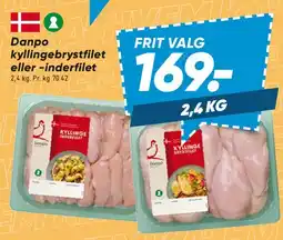 Bilka Danno kyllingebrystfilet eller -inderfilet tilbud