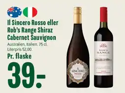 Min Købmand Il Sincero Rosso eller Rob's Range Shiraz Cabernet Sauvignon tilbud
